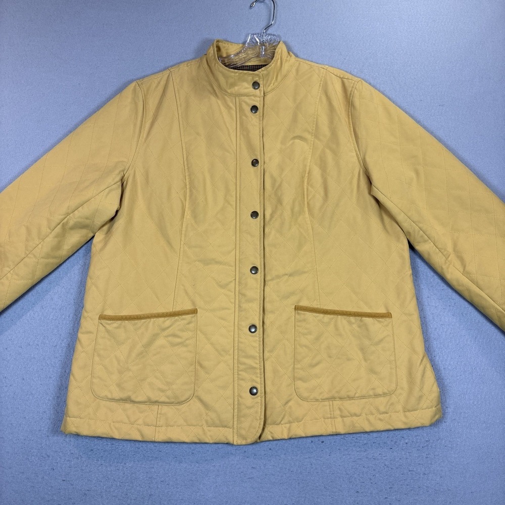 Orvis Jacket Womens XLarge Tan Quilted Snap Front Cotton Lined Casual Insulated